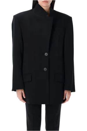 The Attico Jassen, Dames, Zwart, M, Wol, Zwarte wollen blazer met monolapel