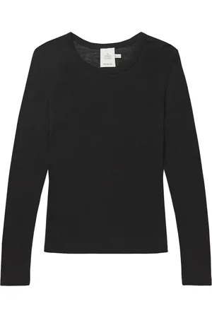 Munthe Tops, Dames, Zwart, 2Xl, Wol, Long Sleeve T-Shirt Lutest 1127
