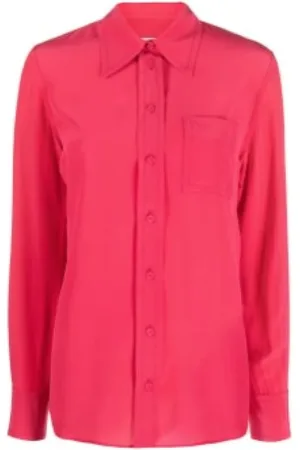 Lanvin Blouses & Shirts, Dames, Rood, S, Zijden Geweven Overhemd