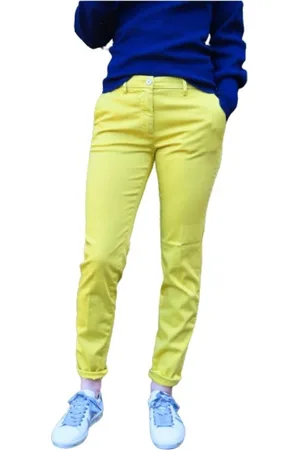 Masons Broeken, Dames, Geel, XS, Katoen, Straight Chino Broek