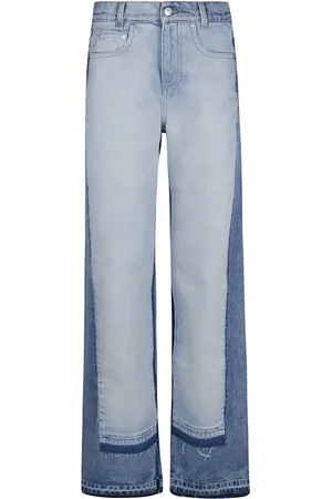 Stella McCartney Jeans, Dames, Blauw, W26, Katoen, Two-Tone Straight-Leg Jeans