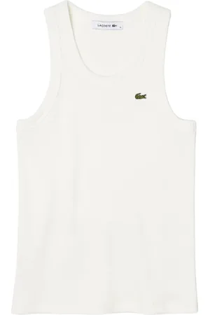 Lacoste Tops, Dames, Wit, M, Katoen, Slim Fit Katoenen Tanktop