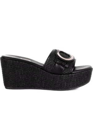Casadei Schoenen, Dames, Zwart, 38 1/2 EU, Platform Slippers