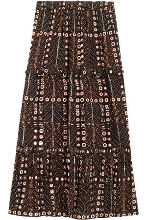 Isabel Marant Rokken, Dames, Veelkleurig, S, Katoen, Geplooide Ruche Rok Elastische Taille