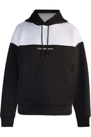 Calvin Klein Sweatshirts & Hoodies, Heren, Zwart, XL, Polyester, Color Block Hooded Sweatshirt
