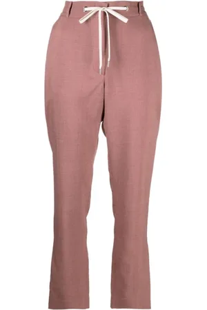 ELEVENTY Broeken, Dames, Roze, 2Xs, Polyester, Roze Casual Broek met Trekkoord