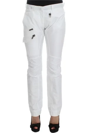 ERMANNO SCERVINO Broeken, Dames, Wit, S, Nylon, Witte Nylon Gewatteerde Slim Fit Cargobroek