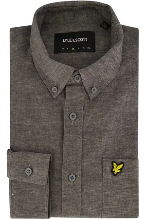 Lyle & Scott Overhemden, Heren, Grijs, M, Katoen, Casual Grijs Overhemd met Borstzak