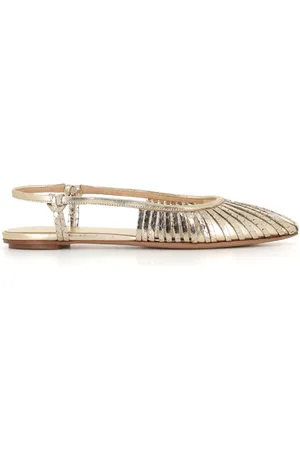 ROBERTO DEL CARLO Schoenen, Dames, Geel, 38 1/2 EU, Leer, Gouden Slangenprint Ballerina