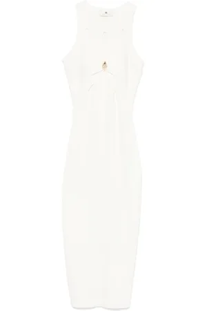 Elisabetta Franchi Kleedjes, Dames, , L, Geribbelde Jurk met Cut Out