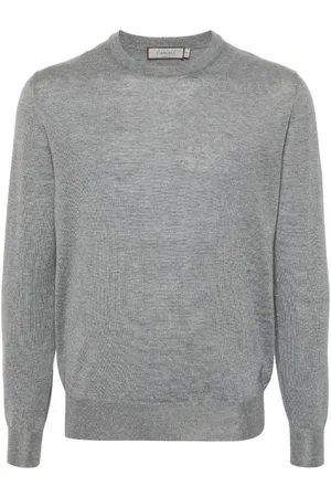 CANALI Truien, Heren, Grijs, M, Grijze Truien met Ronde Hals