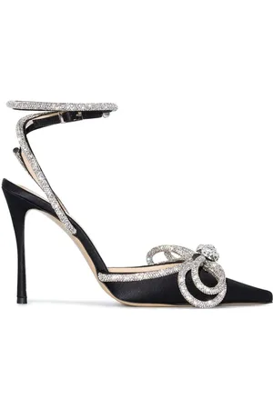 Mach & Mach Schoenen, Dames, Zwart, 40 EU, Satijn, Double Bow High Heels