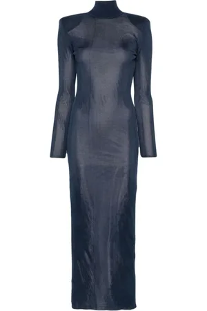 Self-Portrait Kleedjes, Dames, Blauw, S, Gebreide Maxi Jurk