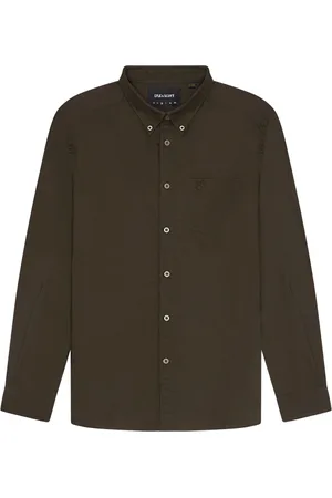 Lyle & Scott Overhemden, Heren, Groen, S, Katoen, Tonal Eagle Plain Oxford Shirt