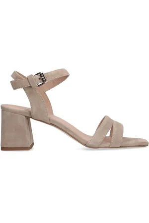 Manfield Schoenen, Dames, , 39 EU, Suède, Velours Sandalen met Blokhak