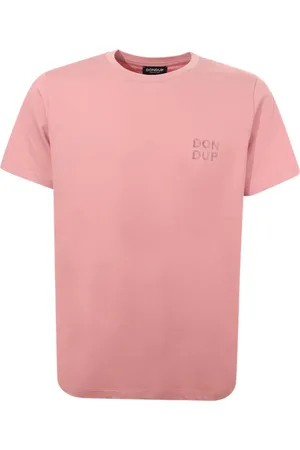 Dondup Tops, Heren, Roze, L, Katoen, Roze Logo Print Crewneck T-shirt