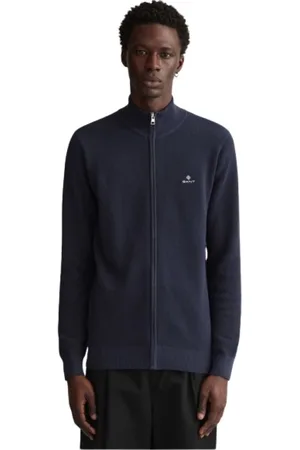GANT Sweatshirts & Hoodies, Heren, Blauw, 5Xl, Katoen, Slim Fit Zip-Up Katoen Piqué Vest