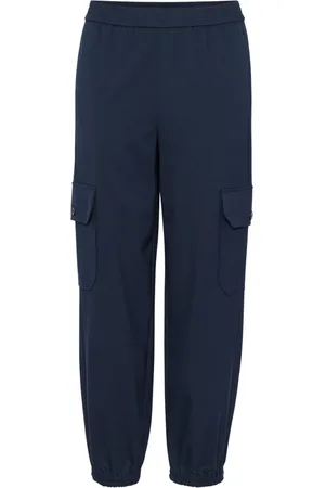 Part Two Broeken, Dames, Blauw, 2Xs, Polyester, Elastische Taille Donkerblauwe Broek