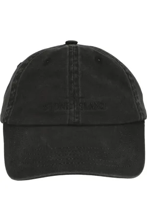 Stone Island Accessoires, unisex, Zwart, ONE Size, Katoen, Zwarte Katoenen Baseballpet met Logo