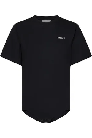 COPERNI Tops, Dames, Zwart, S, Katoen, Ribgebreide Top met Ronde Hals en Losse Pasvorm