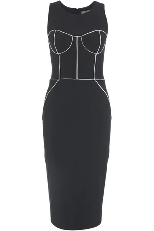 Elisabetta Franchi Kleedjes, Dames, Zwart, XL, Polyester, Zwarte Schede Jurk met Gouden Details