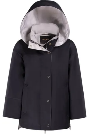 MOORER Jassen, Dames, Blauw, M, Waterafstotende Caban met Afneembare Capuchon