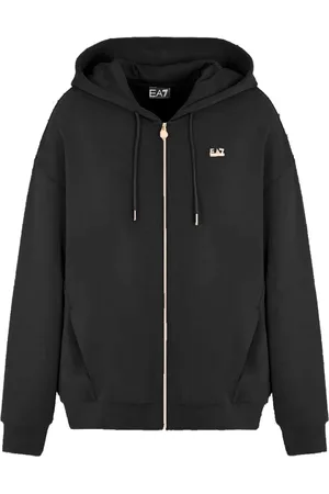 EA7 Sweatshirts & Hoodies, Dames, Zwart, XL, Katoen, Zwarte Sweater Core Lady Hoodie