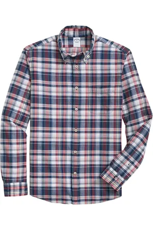 Brooks Brothers Overhemden, Heren, Veelkleurig, M, Katoen, Regular Fit Katoen Madras Button Down Overhemd