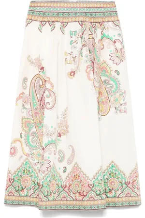 Etro Rokken, Dames, Veelkleurig, M, Katoen, Midi Rok met Print