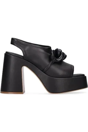 Stella McCartney Schoenen, Dames, Zwart, 36 1/2 EU, Leer, Skyla Chain Platform Sandalen