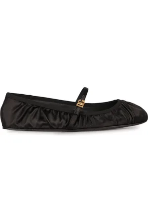 Dolce & Gabbana Schoenen, Dames, Zwart, 39 EU, Satijn, Verstelbare Band Satijnen Ballet Flats