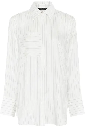 Bruuns Bazaar Blouses & Shirts, Dames, Wit, L, Polyester, Gestreepte blouse met borstzak