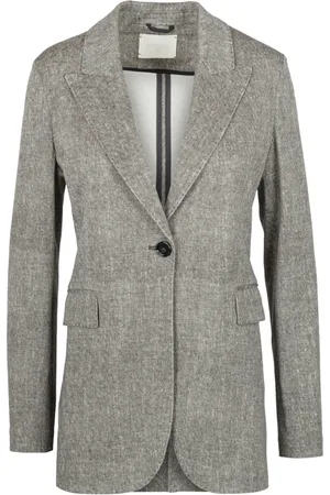 Circolo Jassen, Dames, Grijs, L, Katoen, Piquet Blazer met Revers en Zakken