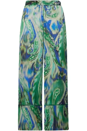 SIMONA CORSELLINI Broeken, Dames, Veelkleurig, S, Cropped wijde broek met verloopprint