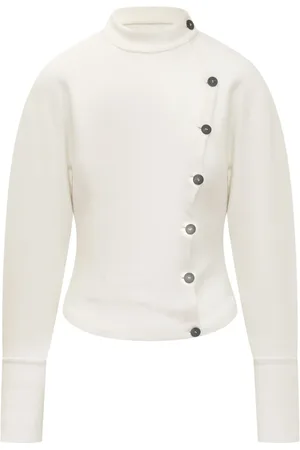 Salvatore Ferragamo Jassen, Dames, Wit, S, Wol, Tricot Jas met Lange Mouwen