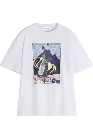 Lanvin Tops, Heren, Wit, M, Grafische Print Crew Neck T-shirts