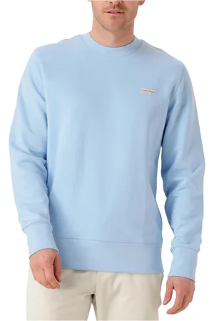 Calvin Klein Sweatshirts & Hoodies, Heren, Blauw, XL, Katoen, Blauwe Crew Neck Trui voor Mannen