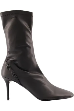 Courrèges Schoenen, Dames, Zwart, 36 EU, Leer, Oblique Boots met Rits
