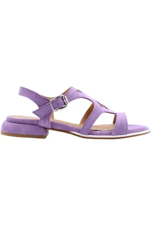 Laura Bellariva Schoenen, Dames, Paars, 37 EU, Leer, Visconti Flat Sandalen