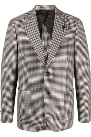 LARDINI Jassen, Heren, Grijs, XL, Wol, Houndstooth Pattern Blazer