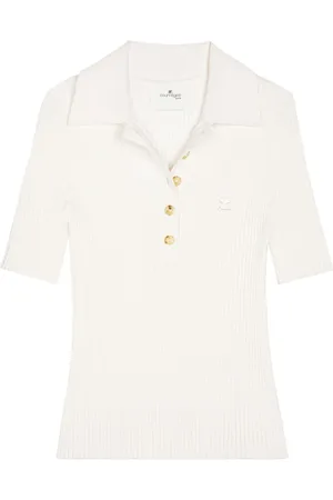 Courrèges Tops, Dames, Wit, S, Polyester, Signature Polo