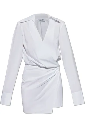 The Attico Kleedjes, Dames, Wit, XS, Katoen, Shirtjurk met lange mouwen