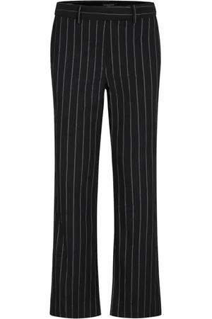 Bruuns Bazaar Broeken, Dames, Zwart, S, Polyester, Gestreeepte Lurex Broek Decumariabbcigga