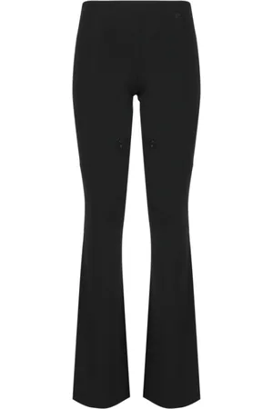 Courrèges Broeken, Dames, Zwart, S, Uitlopende broek met geborduurd logo