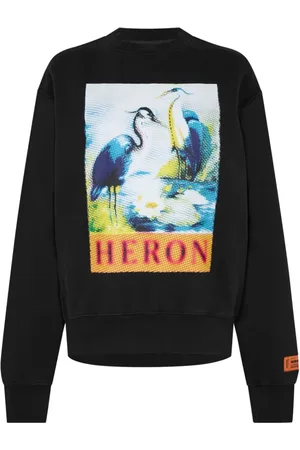 Heron Preston Sweatshirts & Hoodies, Dames, Zwart, S, Katoen, Halftone Heron Logo Sweatshirt
