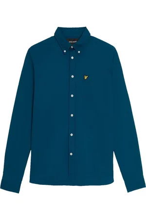 Lyle & Scott Overhemden, Heren, Blauw, M, Katoen, Klassiek Oxford Overhemd