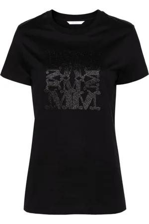 Max Mara Tops, Dames, Zwart, S, Katoen, Taverna T-shirt