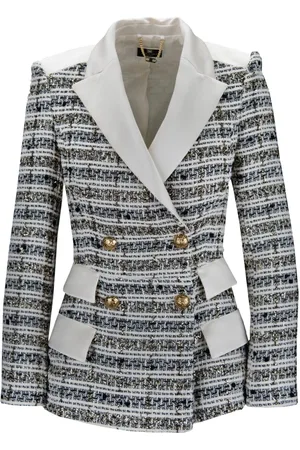 Elisabetta Franchi Jassen, Dames, Veelkleurig, S, Katoen, Klassieke Blazer met Knopen
