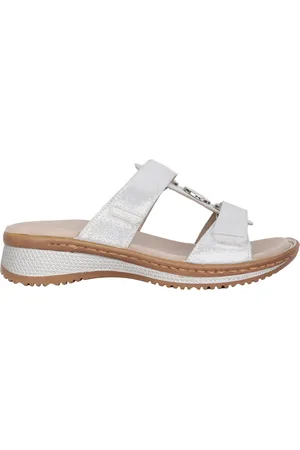 ARA Schoenen, Dames, Grijs, 42 EU, Zilveren Slide Sandaal - Hawaii Stijl