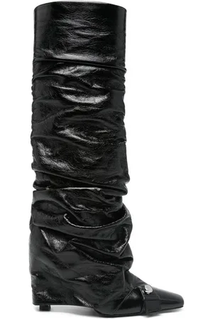 The Attico Schoenen, Dames, Zwart, 40 EU, Leer, Hoge Stiletto Hak Laarzen